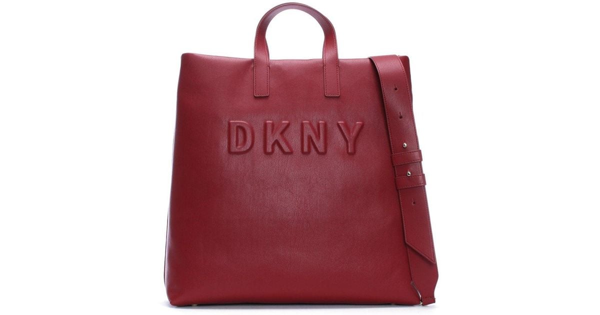 Petulance Sensitive insert DKNY Large Tilly Scarlet Leather Tote Bag in Red | Lyst
