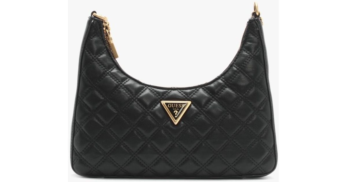 Guess Giully Black Quilted Shoulder Bag Lyst