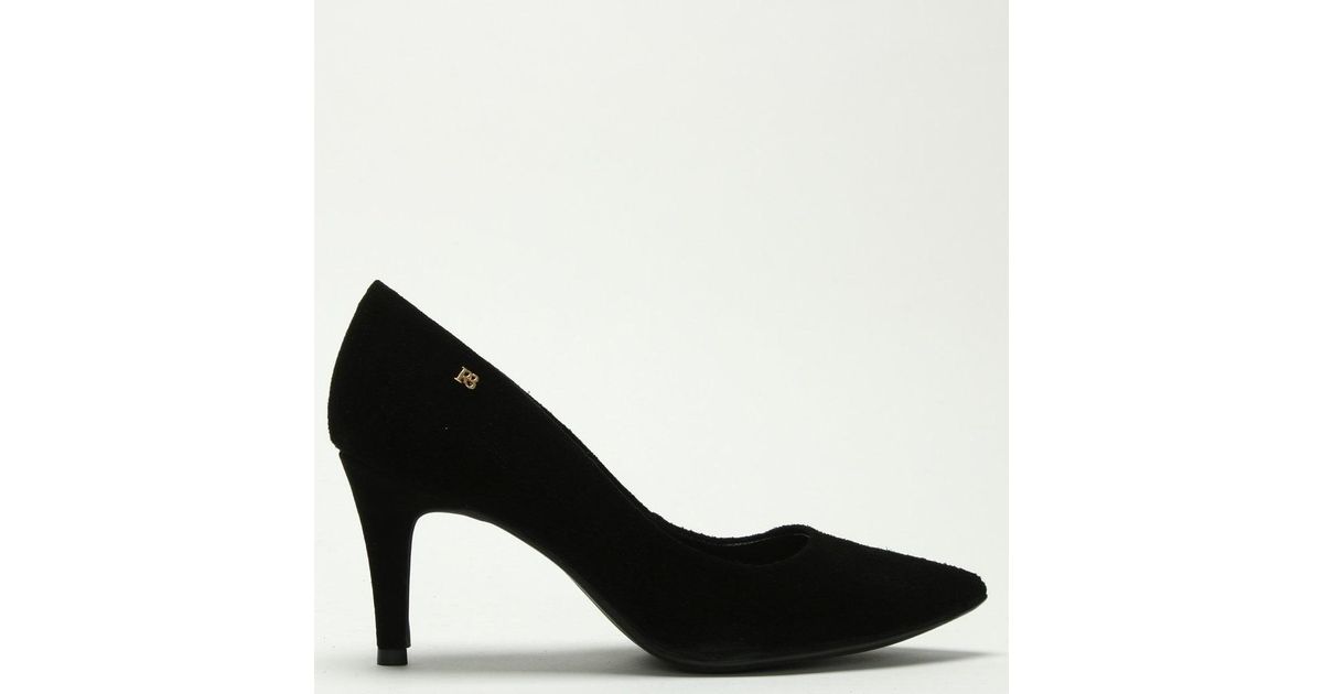 black suede court shoes mid heel