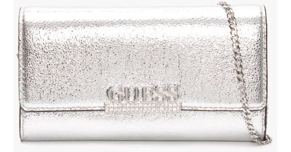 Guess Dinner Date Silver Clutch Bag in Metallic - Lyst