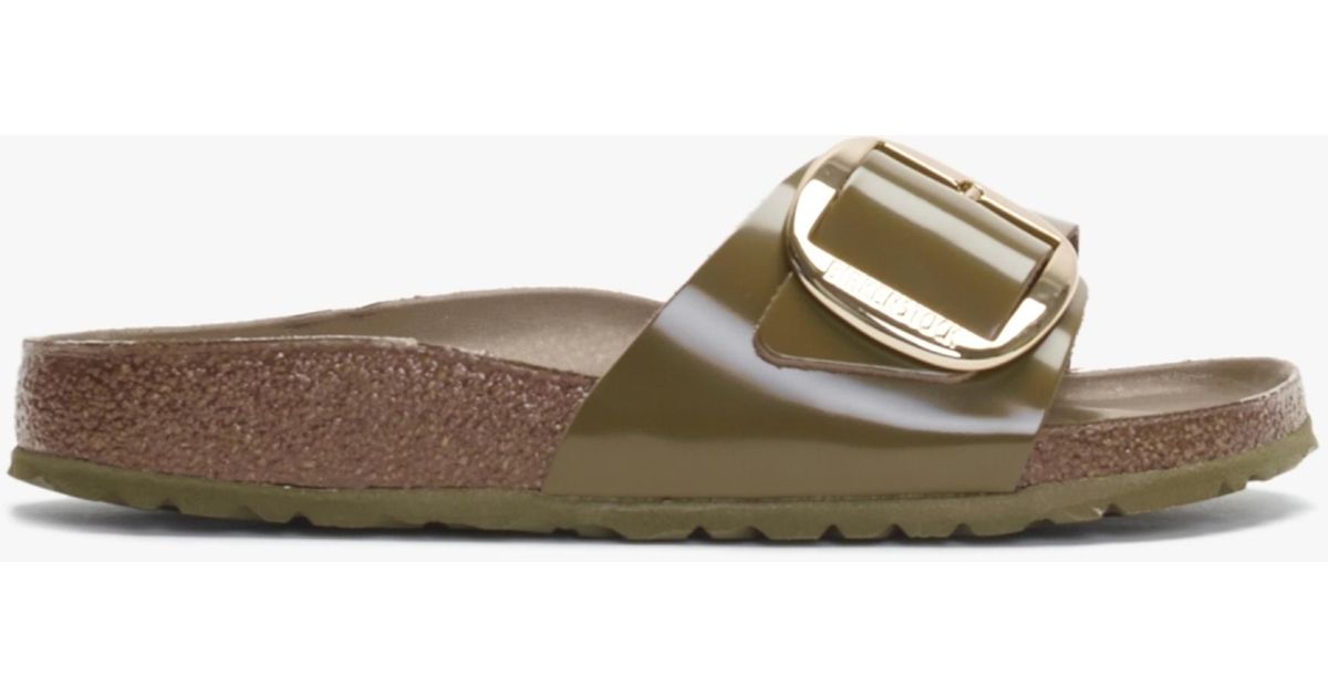 Birkenstock Madrid Big Buckle Slide Sandal High Shine Mud Green