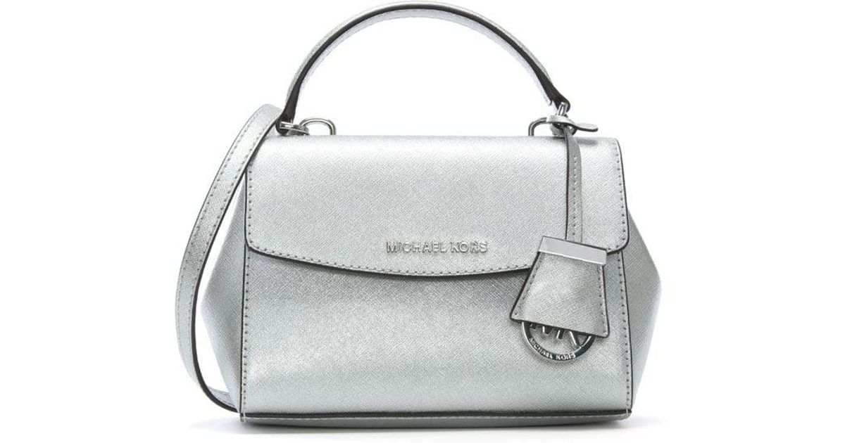 Michael Kors Ava Mini Silver Leather Cross-body Bag in Metallic | Lyst