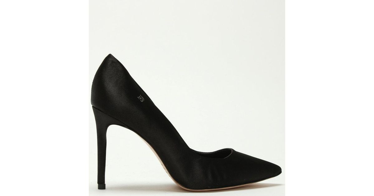 black satin court shoes