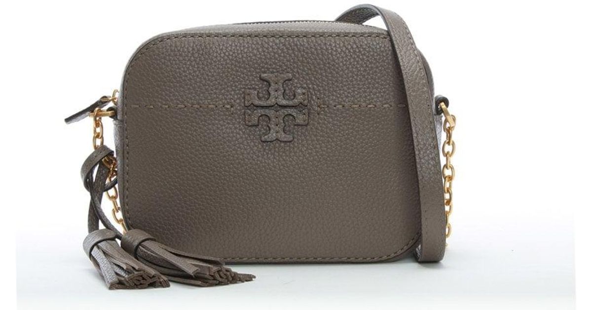 Tory Burch Mcgraw Silver Maple Leather Camera Bag - Lyst