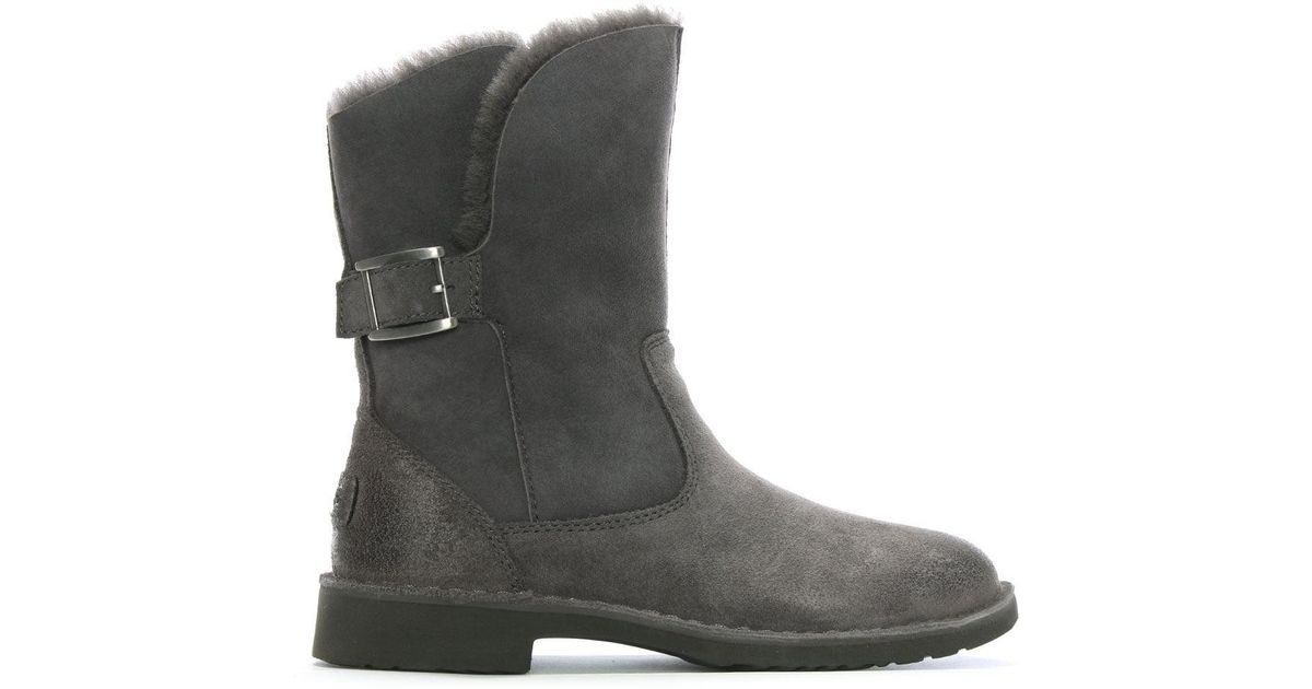 UGG Jannika Charcoal Suede Twinface Ankle Boots in Grey Suede (Grey) - Lyst