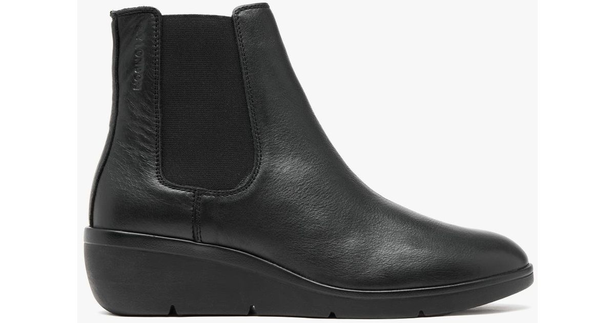 Fly London Nola Black Leather Wedge Ankle Boots | Lyst