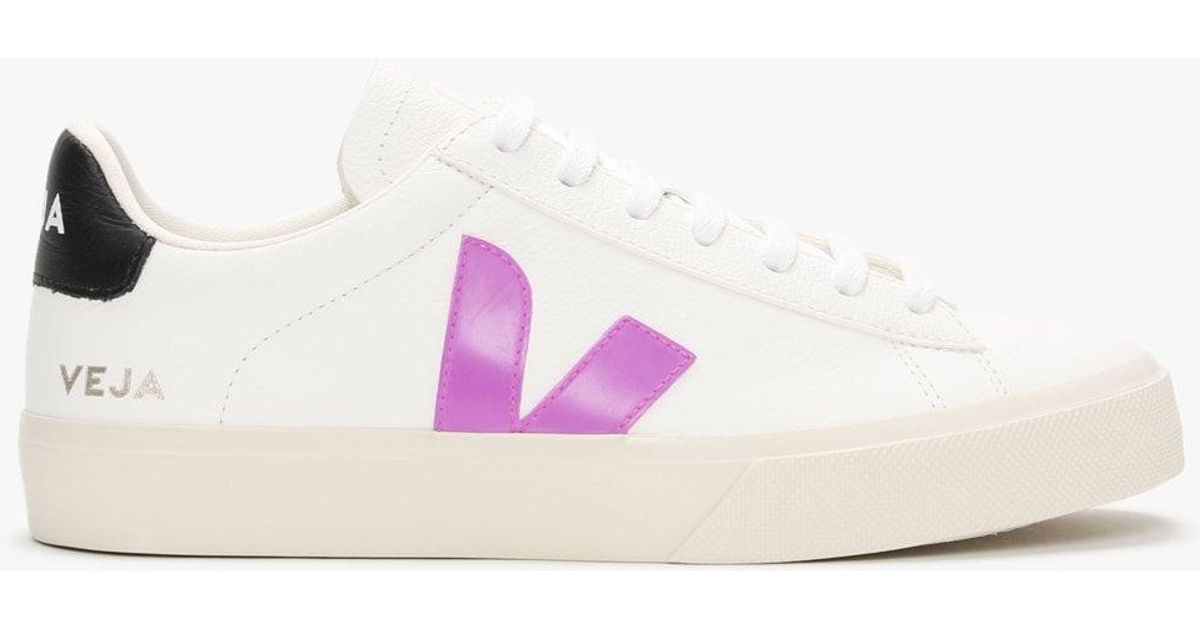 Veja Campo Chromefree Leather White Ultraviolet Black Trainers | Lyst