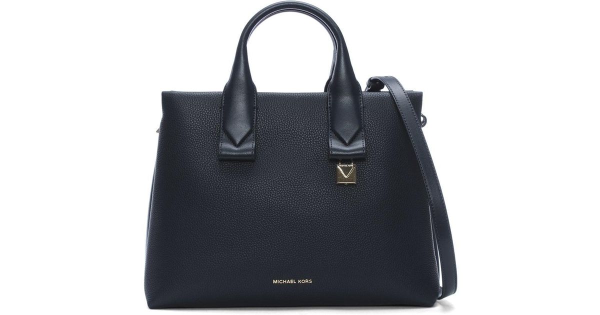 Michael Kors Blue Large Rollins Admiral Pebbled Leather Satchel Bag