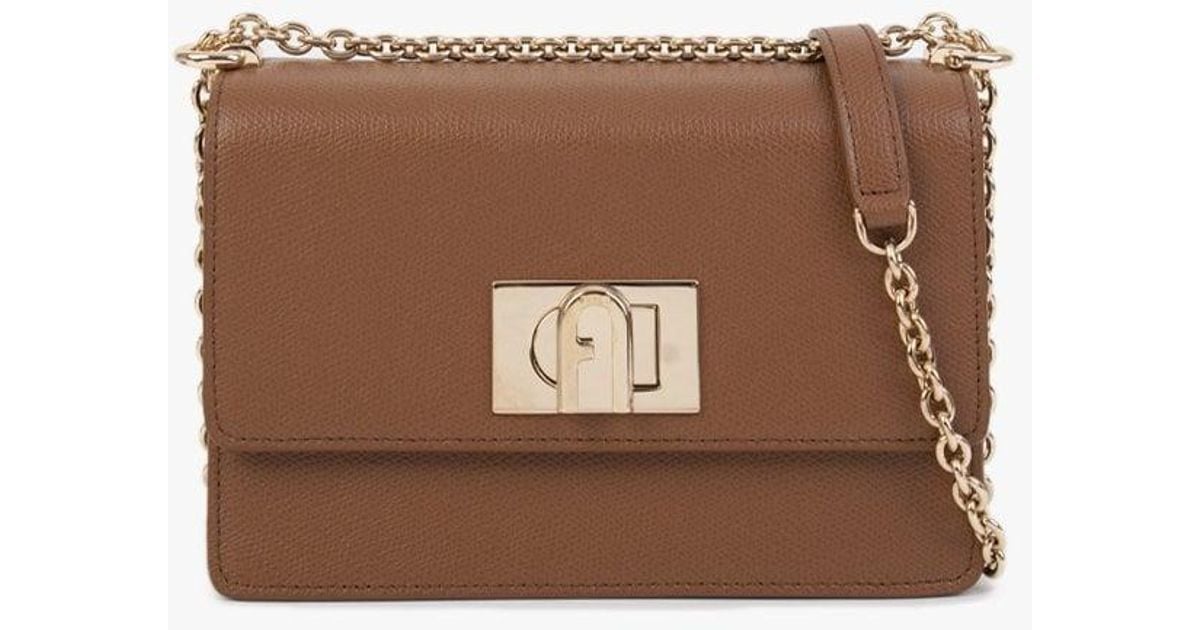 Furla Mini Ares Cognac Leather Crossbody Bag in Brown Lyst Australia