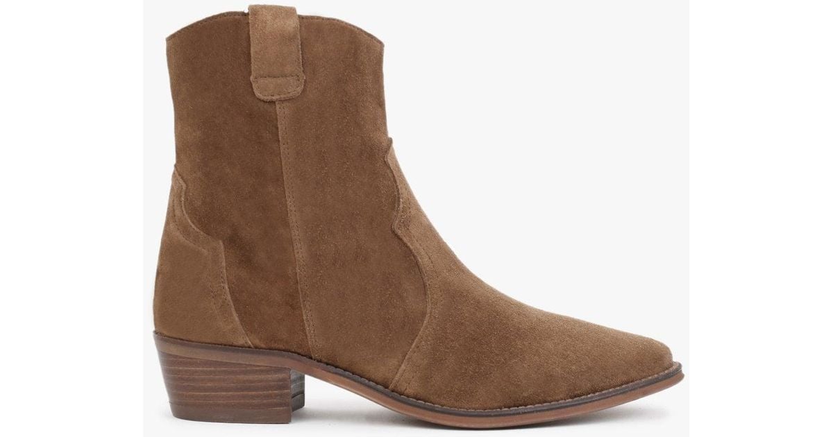 Alpe Lunette Tan Suede Cowboy Boots in Brown | Lyst UK