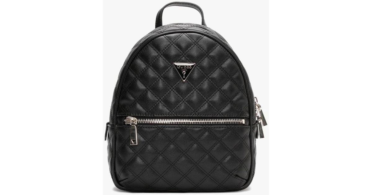 Guess Cessily Quilted Black Backpack Lyst
