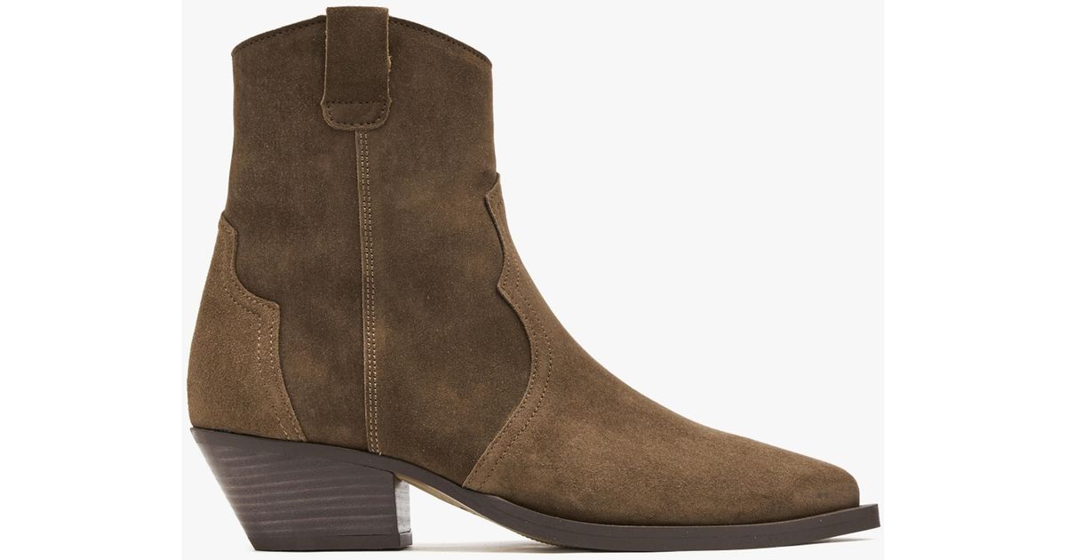 Alpe Addax Tan Suede Western Ankle Boots in Brown | Lyst