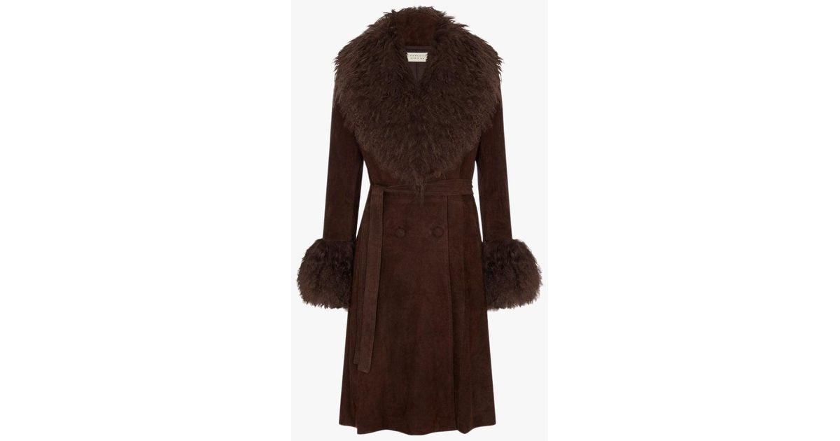 Charlotte Simone Penny Chocolate Brown Long Line Afghan Coat