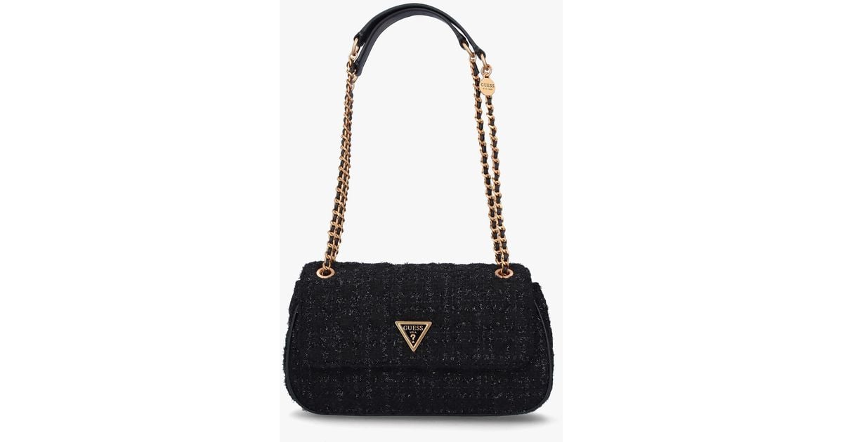 Guess Giully Convertible Black Tweed Crossbody Bag in White Lyst UK