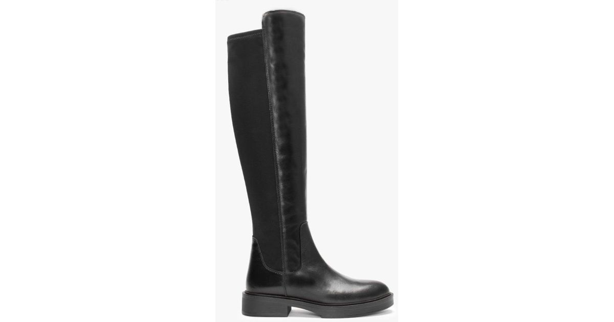 Alpe Comice Black Leather Over The Knee Boots | Lyst UK