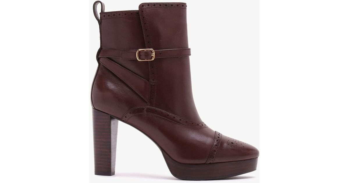 ralph lauren brown leather boots