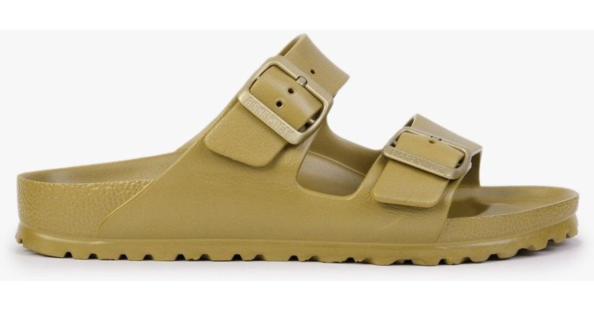 Birkenstock Arizona Eva Glamour Gold Two Bar Mules in Metallic | Lyst