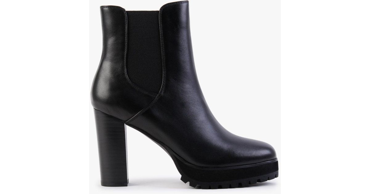 Daniel Slock Black Leather Block Heel Chelsea Boots | Lyst