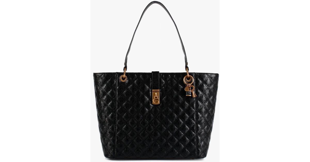Guess Noelle Elite Quilt Black Logo Tote Bag Lyst