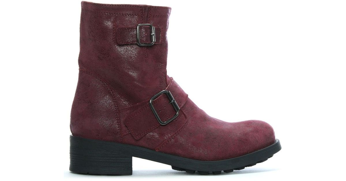 burgundy biker boots