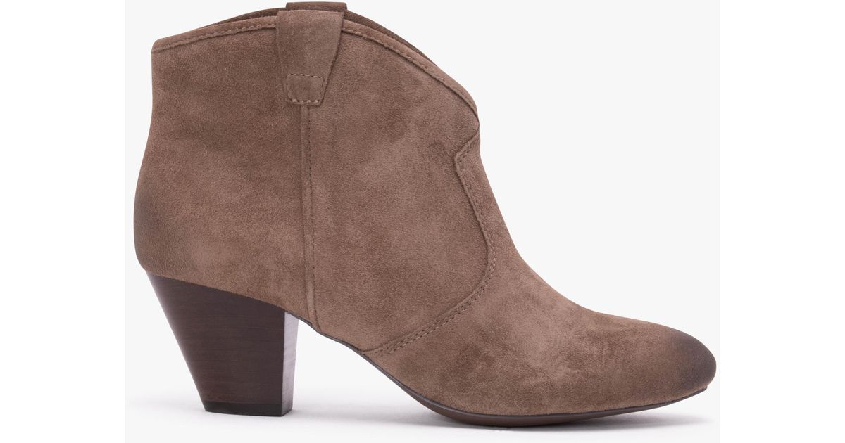 Taupe Leather Western Ankle Boots