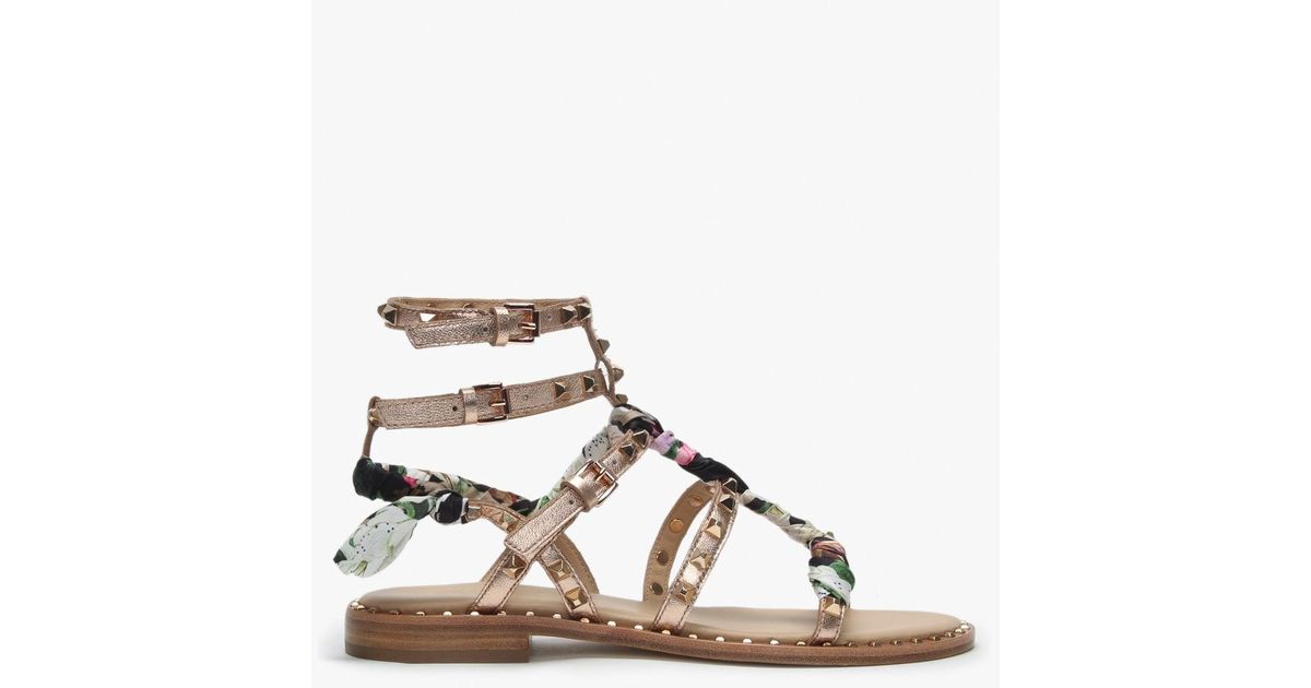 rose gold studded gladiator sandals