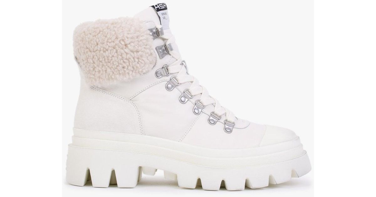 Ash Patagonia Faux Fur Off White Leather Hiking Boots Lyst UK