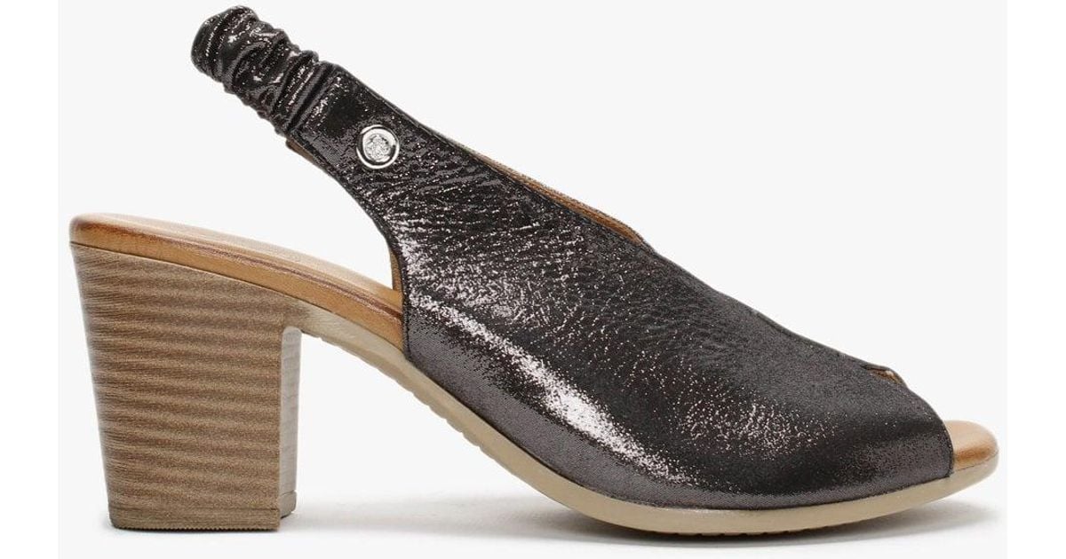 Moda In Pelle Mirello Black Metallic Leather Sling Back Sandals | Lyst UK
