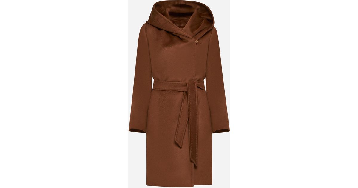 Max Mara Newmang Hooded Wool Coat in Brown | Lyst Max Mara Newmang Hooded Wool Coat in Brown | Lyst