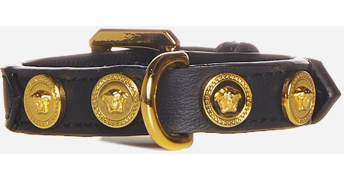 Versace Medusa Leather Dog Collar in Black (White) for Men Lyst