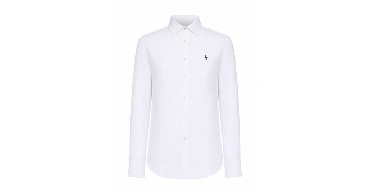 Polo Ralph Lauren Cotton Pony Embroidered Slim-Fit Shirt in White | Lyst UK