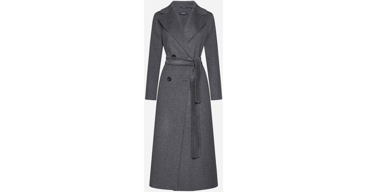 Max Mara Paride Double-breasted Wool Coat in Gray | Lyst