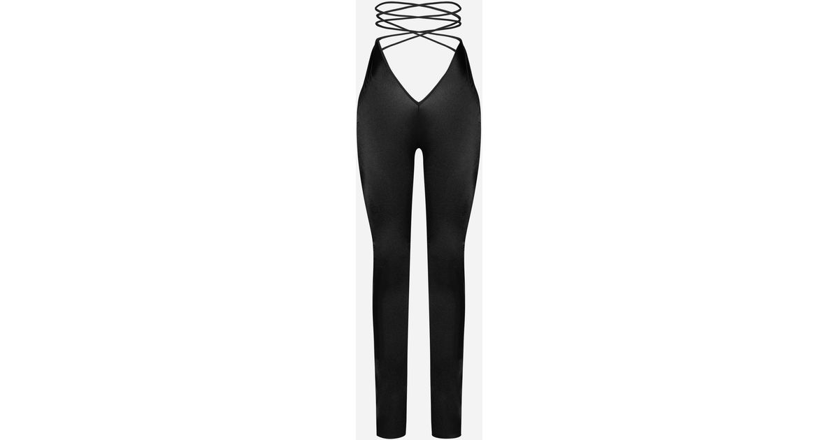Wolford "mugler X " Cut-outs Lace-up Satin Tights | Lyst