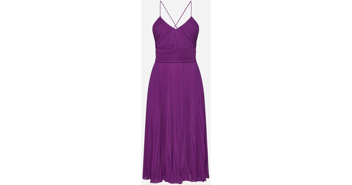 Max Mara Pianoforte Clarino Pleated Fabric Midi Dress in Purple | Lyst