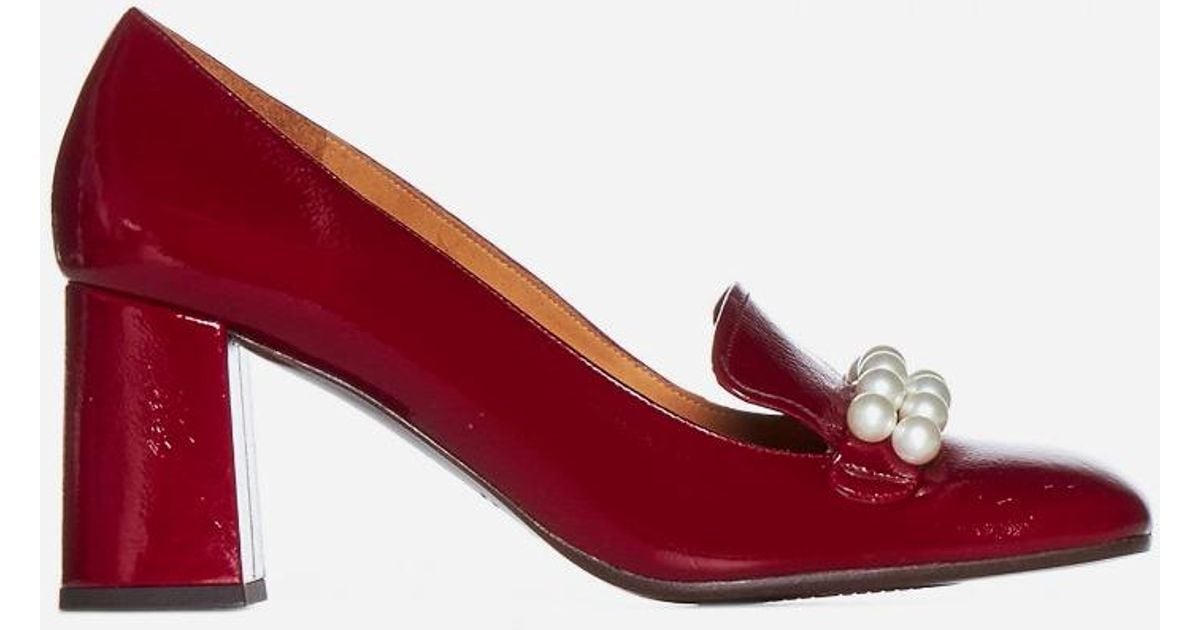 Chie Mihara Petard Pearl-embellished Patent Leather Pumps | Lyst UK