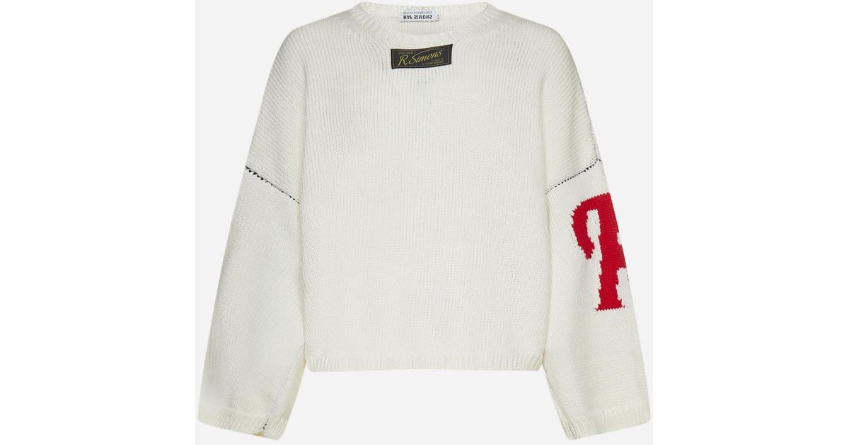 Raf Simons Wool Oversized Sweater in White - Lyst
