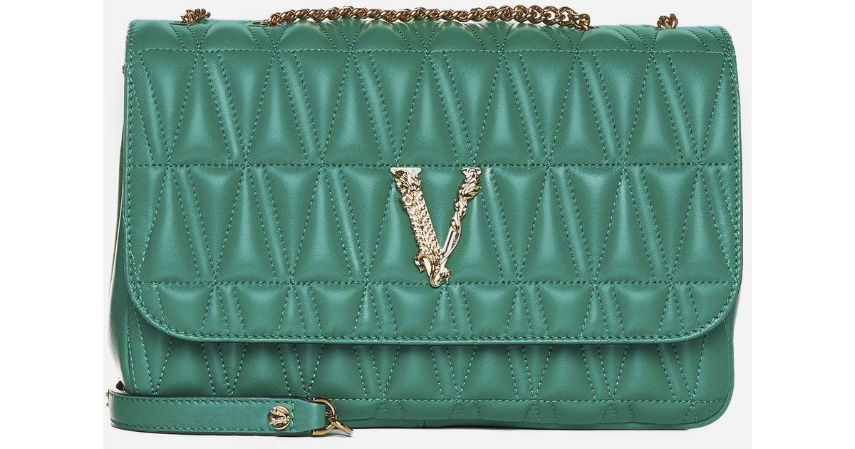 Versace Virtus Quilted Leather Bag in Green Lyst