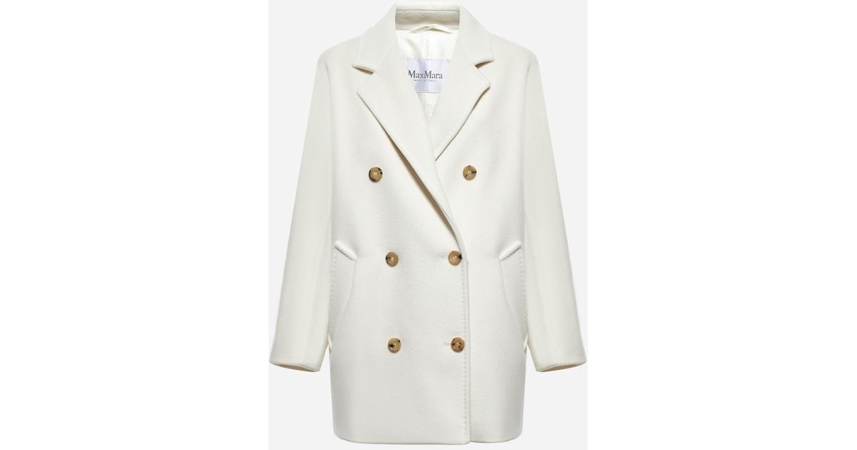 Max Mara Guinea Wool And Cashmere Short Coat in White | Lyst