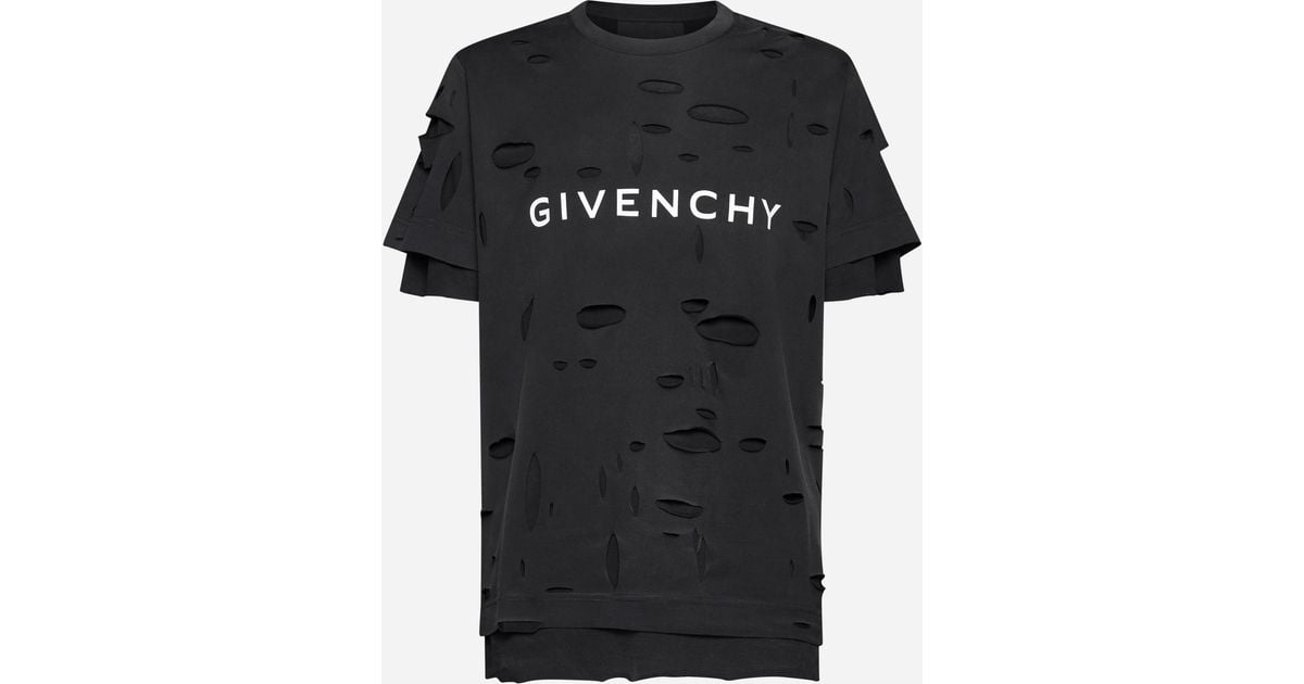 T-shirt a doppio strato in cotone con logo da Uomo di Givenchy in Nero |  Lyst