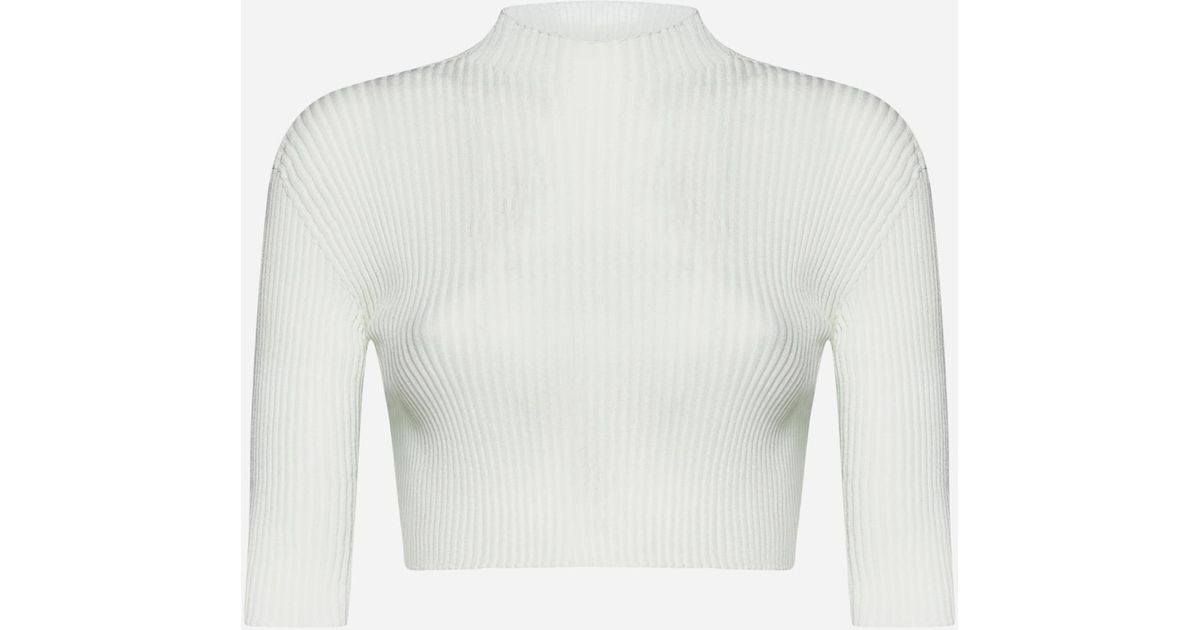 Rus Milhojas Cotton-blend Cropped Top in White | Lyst