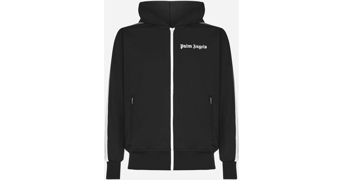 Palm Angels Logo Hooded Tracksuit Jacket in Black for Men - Lyst