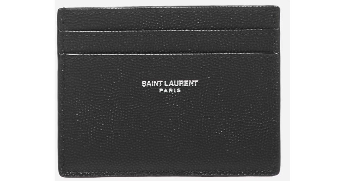 Mens Accessories Wallets and cardholders Saint Laurent Logo-appliquéd Leather Cardholder in Black for Men 
