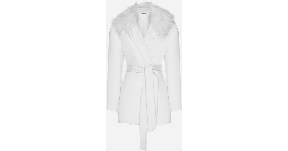 P.A.R.O.S.H. Pleak Wool Belted Coat in White Save 23 Lyst