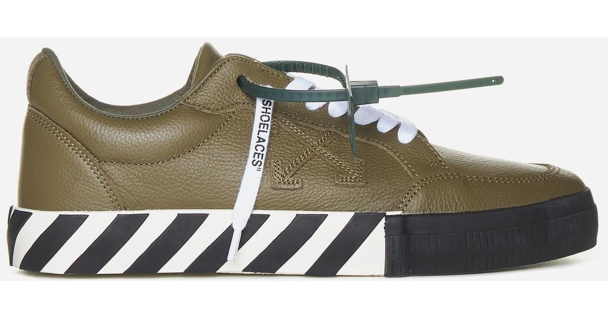 Off-White c/o Virgil Abloh Low Vulcanized Leather Sneakers in Army ...