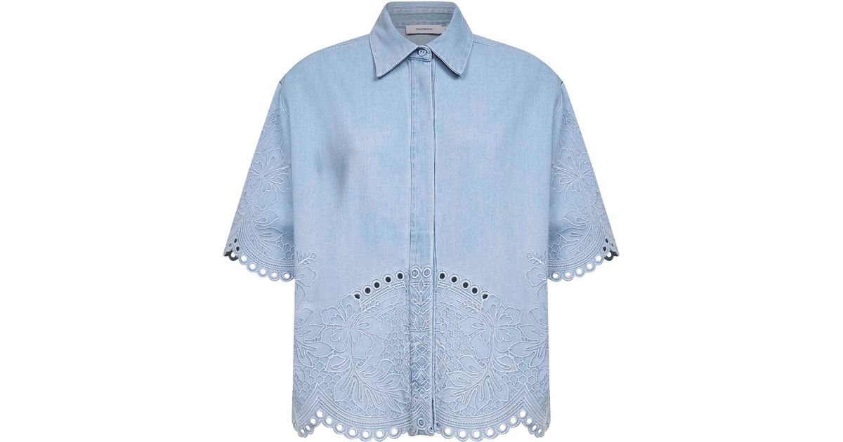 Zimmermann Ice Storm Embroidered Denim Daylight Shirt in Blue | Lyst UK