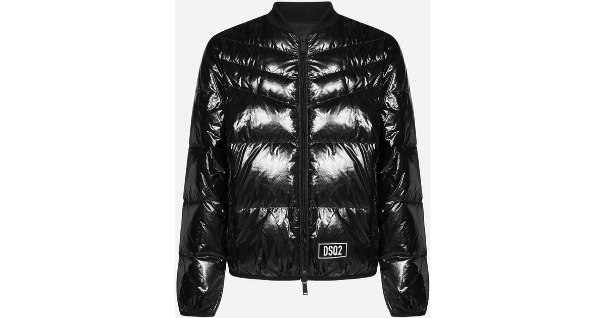 DSquared² Quilted Glossy Nylon Puffer Jacket in Black for Men | Lyst