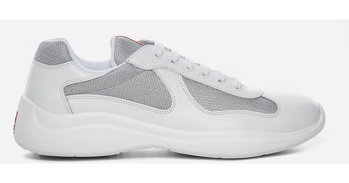 Prada America's Cup Leather And Fabric Sneakers in White for Men | Lyst