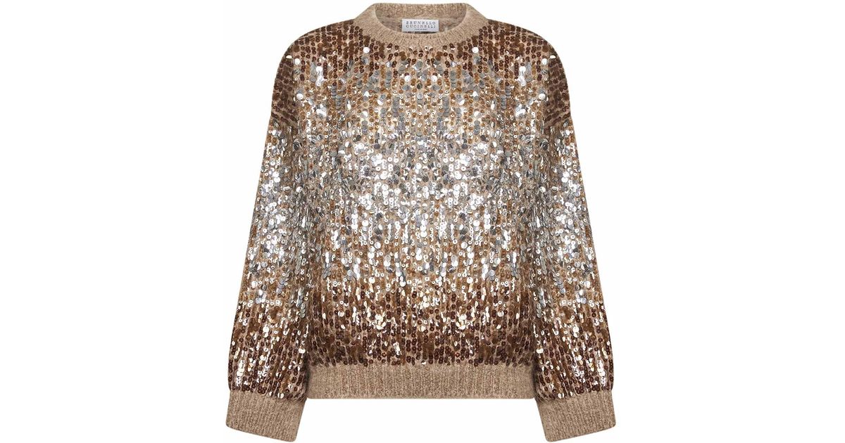 Brunello Cucinelli Women Dazzling Dégradé Embroidery Mohair And Wool Cardigan