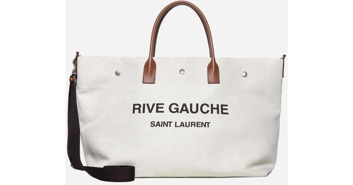 Saint Laurent Men's North/South Rive Gauche Canvas Tote Bag
