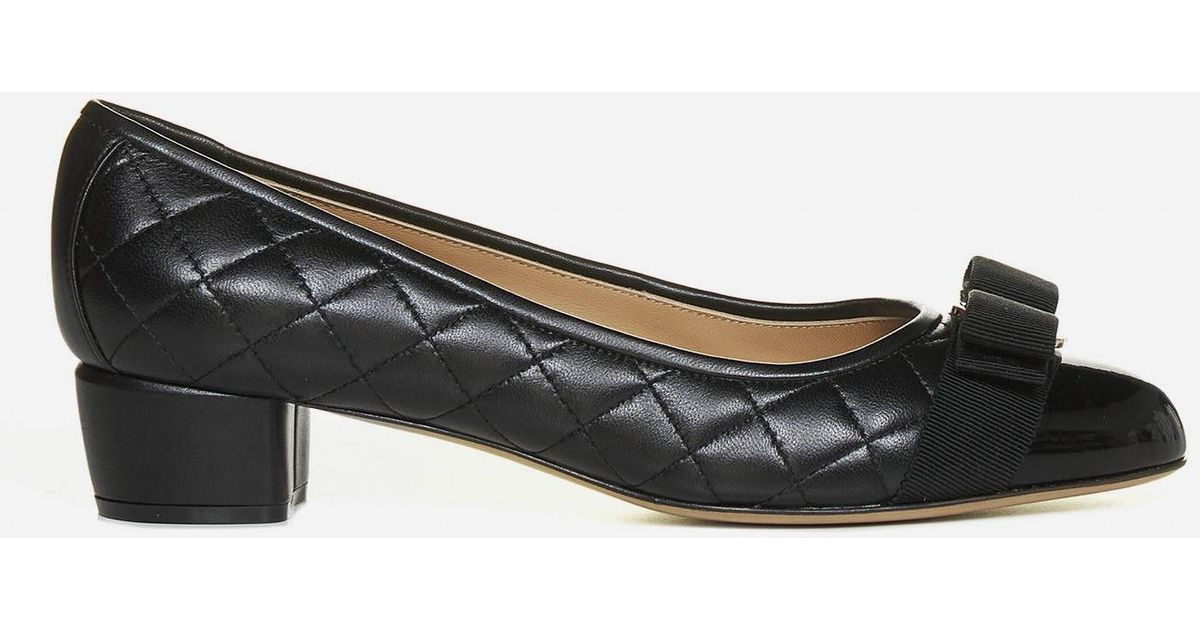 Ferragamo Vara Quilted Leather Ballet Flats in Black Lyst UK